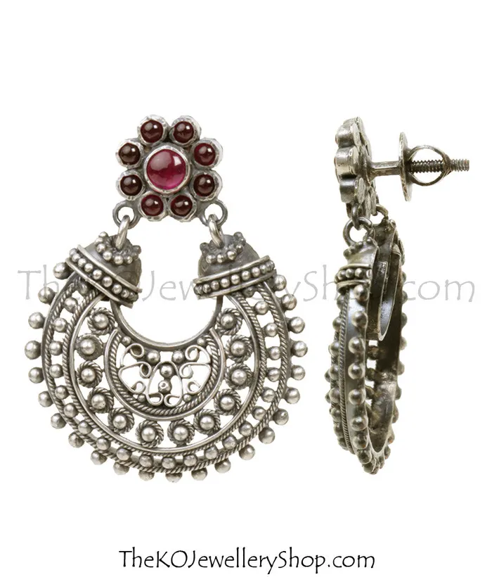 The Hritika Silver Chandbali EarringsOxidised Silversmith Earrings
