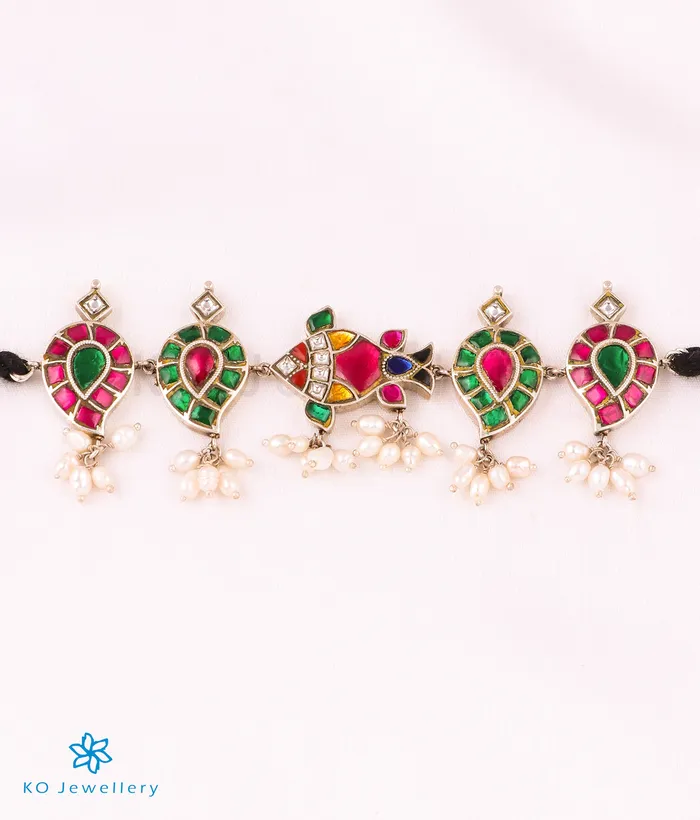 The Machli Silver Polki Choker Necklace Kundan Necklaces