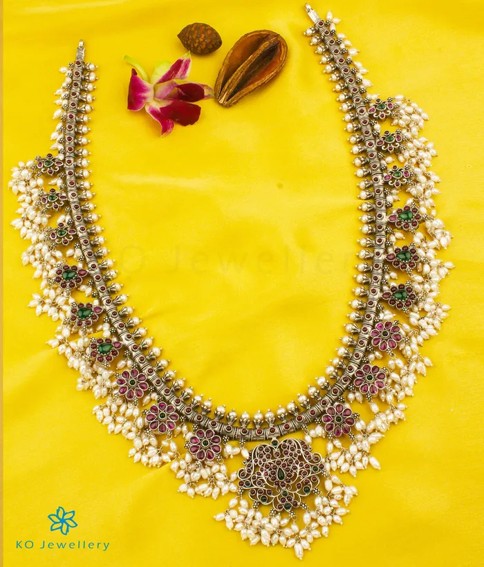The Sagara Silver Guttapusalu Necklace OxidisedLong Silversmith Necklaces