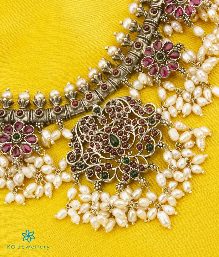 The Sagara Silver Guttapusalu Necklace OxidisedLong Silversmith Necklaces