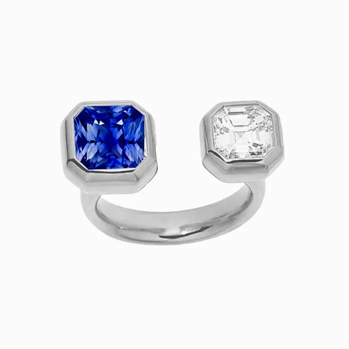 Toi et Moi Asscher Natural Earth Mined Diamond Ring Bezel Set Radiant Sapphire 250 Carats HarryChadEntcom Rings Toi et Moi Asscher Natural Earth Mined Diamond Ring Bezel Set Radiant Sapphire 250 Carats HarryChadEntcom Rings