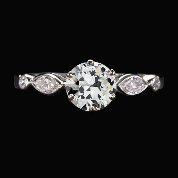 Wedding Ring Marquise Round Old Mine Cut Real Natural Earth Mined Diamond 6 Prong Set 3 Carats HarryChadEntcom Rings
