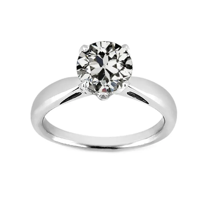 White Gold 14K Old Mine Cut Round Solitaire Natural Diamond Ring 2 Carats HarryChadEntcom Rings White Gold 14K Old Mine Cut Round Solitaire Natural Diamond Ring 2 Carats HarryChadEntcom Rings