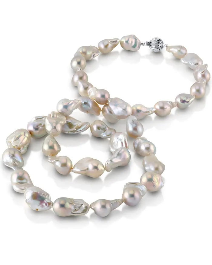 1316mm White Freshwater Baroque Pearl Necklace AAA Quality SPT Necklaces 1316mm White Freshwater Baroque Pearl Necklace AAA Quality SPT Necklaces