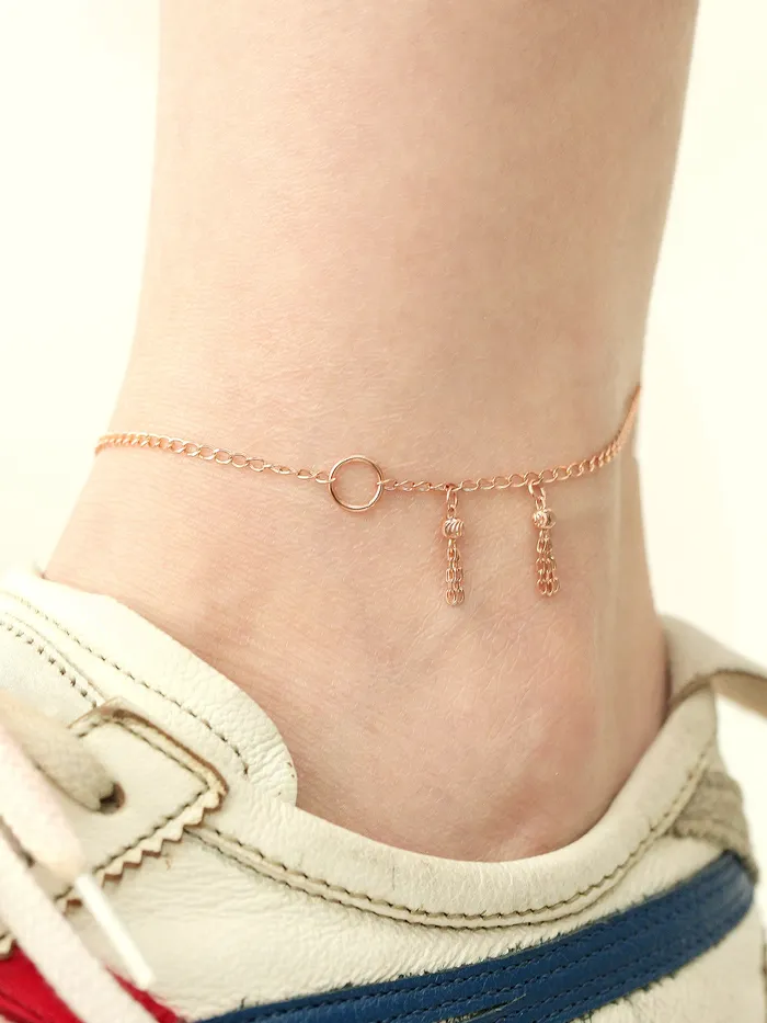 14K 18K Gold Tassel Chain Anklet MinimalBijoux PreStyled Sets