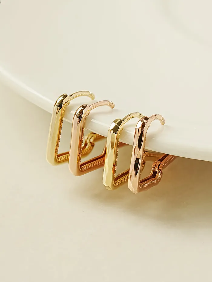 14K 18K Round Square Cartilage Hoop Earring MinimalBijoux Earrings