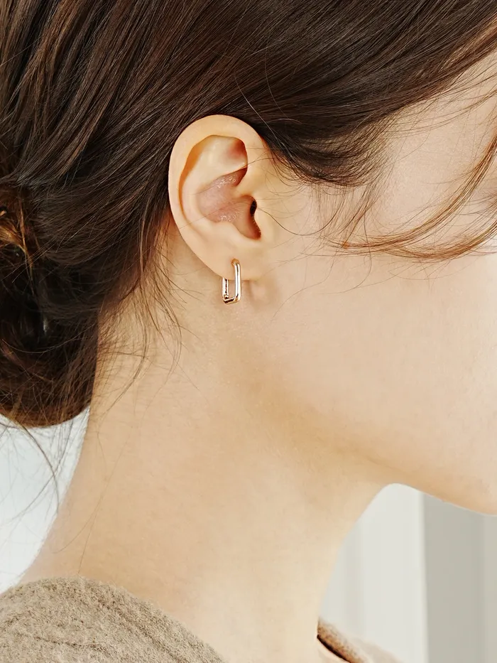 14K 18K Round Square Cartilage Hoop Earring MinimalBijoux Earrings