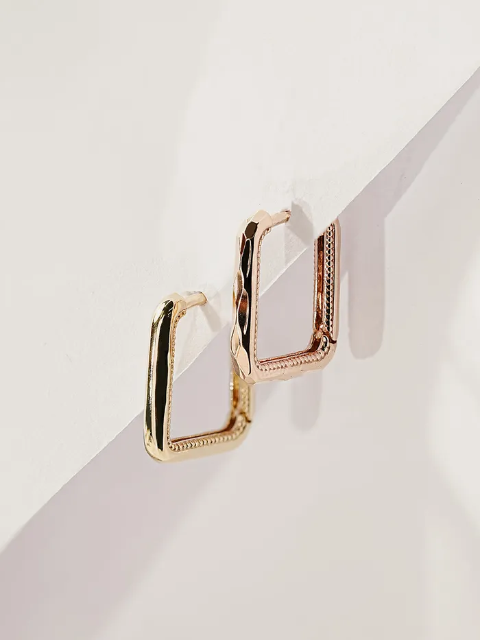 14K 18K Round Square Cartilage Hoop Earring MinimalBijoux Earrings
