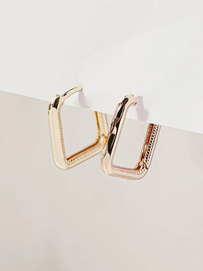 14K 18K Round Square Cartilage Hoop Earring MinimalBijoux Earrings