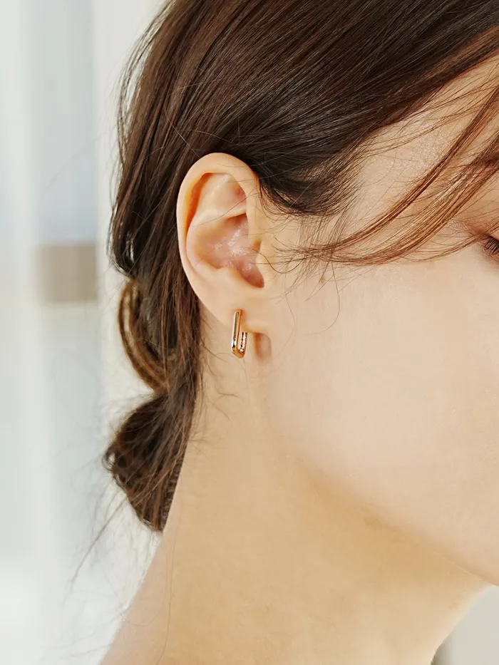 14K 18K Round Square Cartilage Hoop Earring MinimalBijoux Earrings