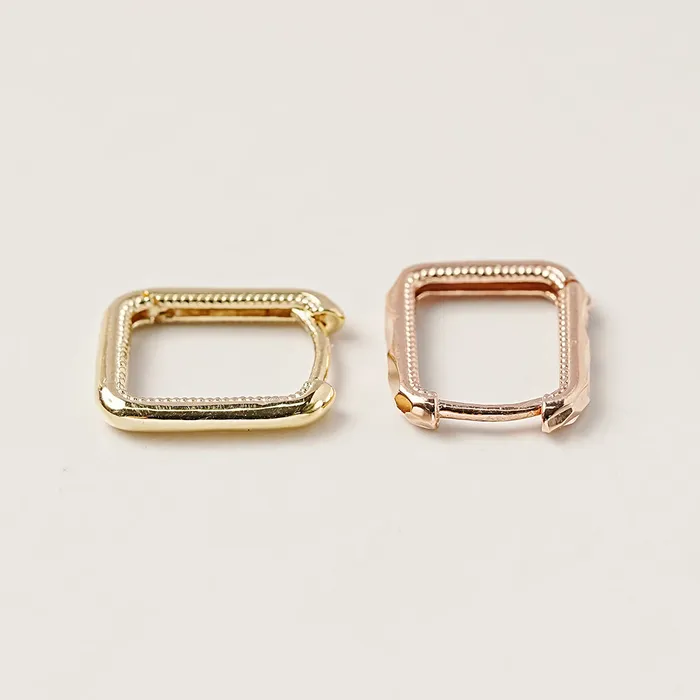 14K 18K Round Square Cartilage Hoop Earring MinimalBijoux Earrings