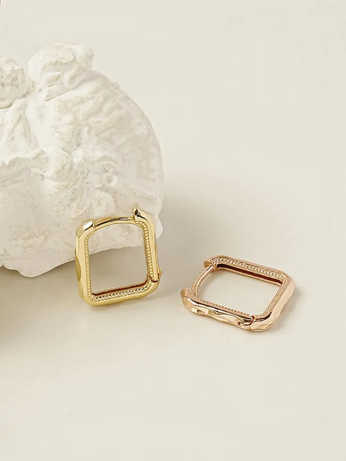 14K 18K Round Square Cartilage Hoop Earring MinimalBijoux Earrings