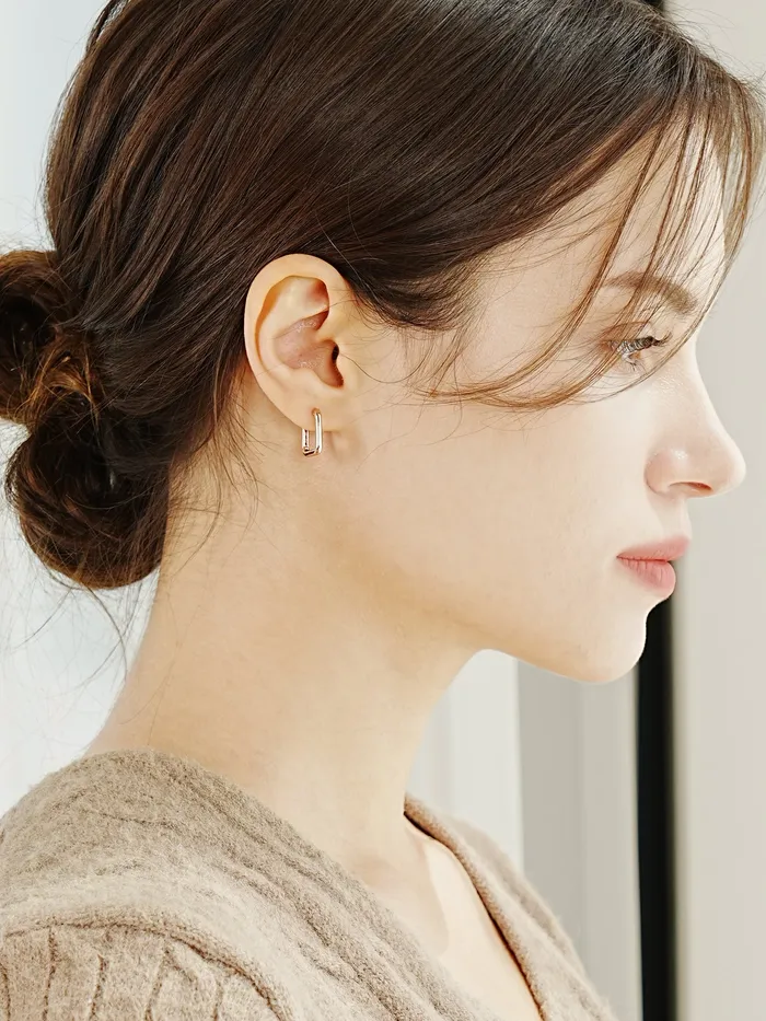 14K 18K Round Square Cartilage Hoop Earring MinimalBijoux Earrings