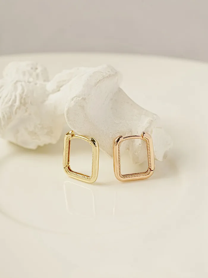 14K 18K Round Square Cartilage Hoop Earring MinimalBijoux Earrings