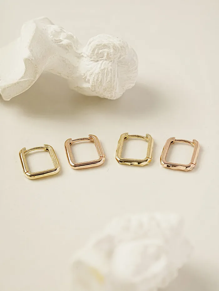 14K 18K Round Square Cartilage Hoop Earring MinimalBijoux Earrings