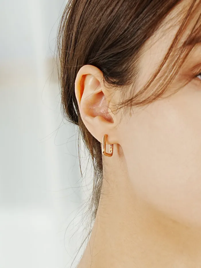 14K 18K Round Square Cartilage Hoop Earring MinimalBijoux Earrings