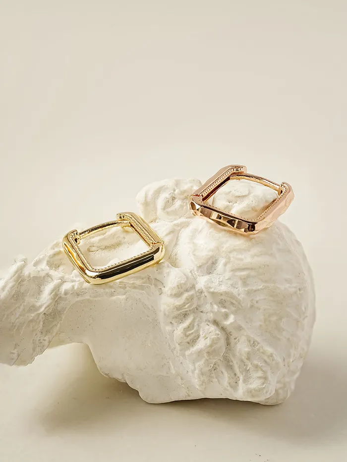 14K 18K Round Square Cartilage Hoop Earring MinimalBijoux Earrings