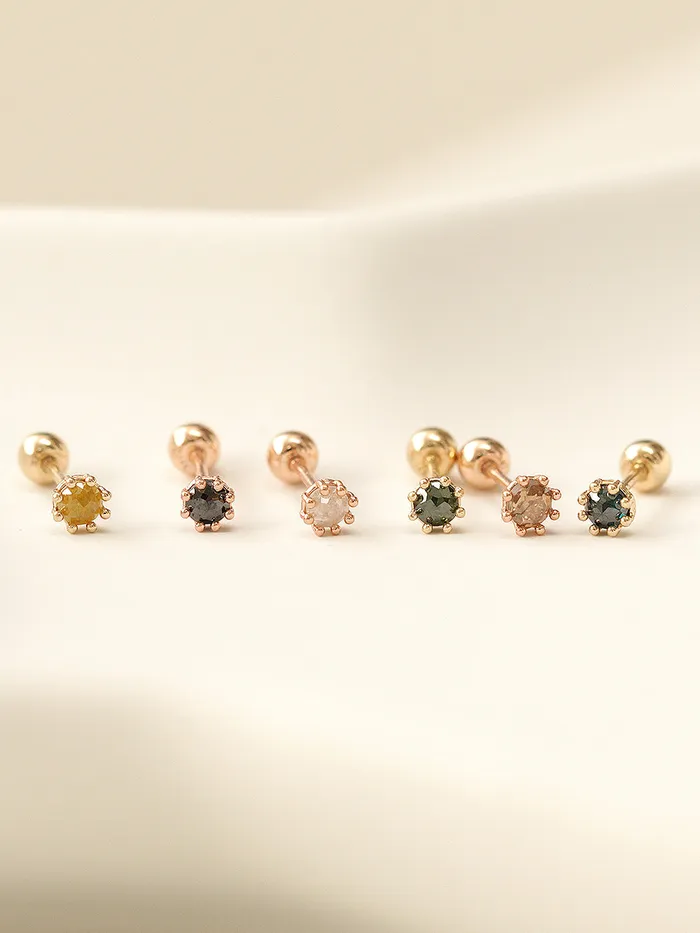 14K Gold 25mm Rough Diamond Cartilage Earring 20G18G MinimalBijoux Earrings