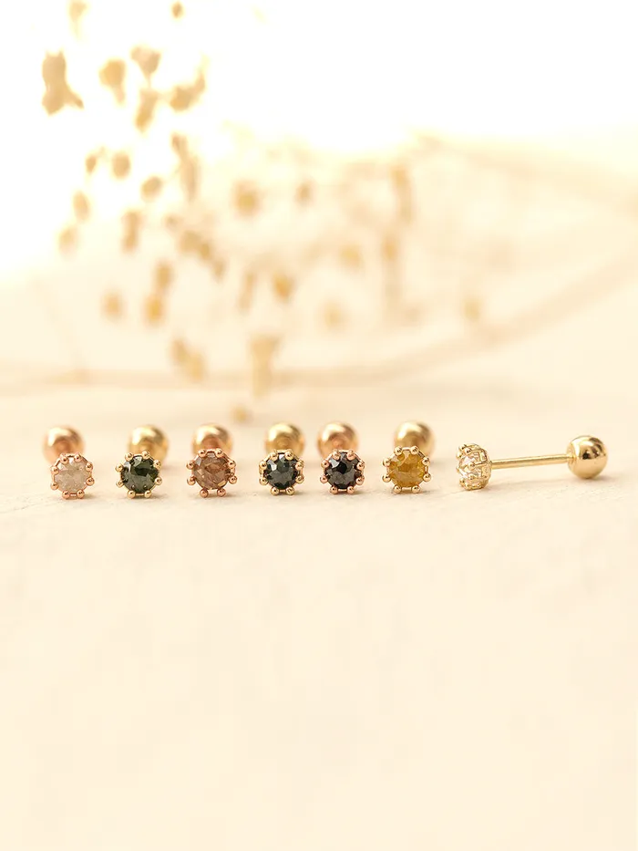 14K Gold 25mm Rough Diamond Cartilage Earring 20G18G MinimalBijoux Earrings