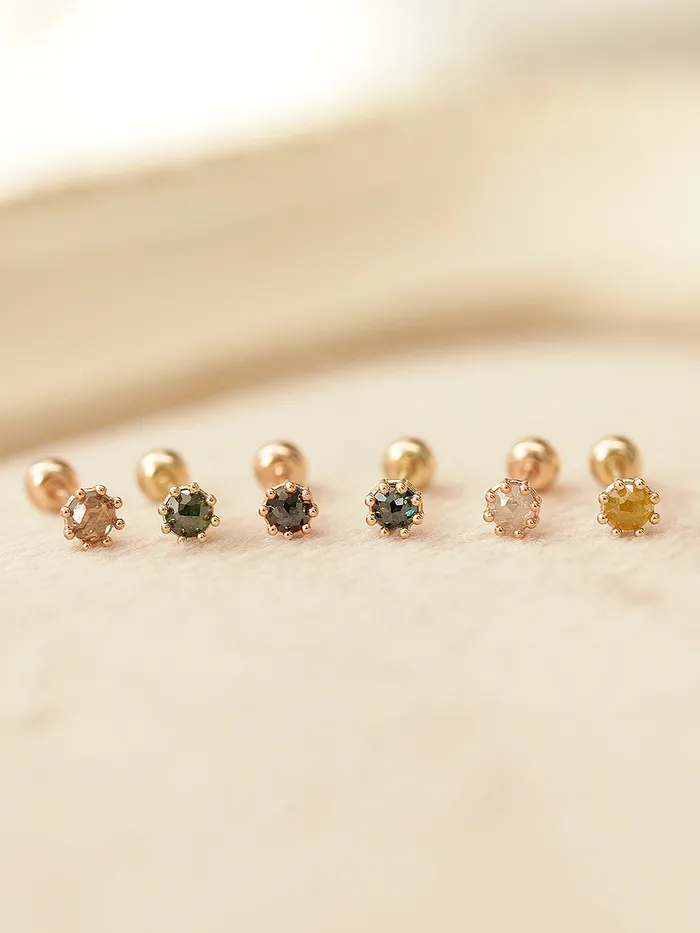 14K Gold 25mm Rough Diamond Cartilage Earring 20G18G MinimalBijoux Earrings