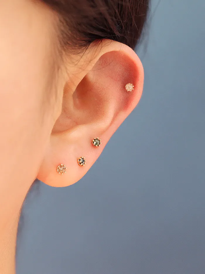 14K Gold 25mm Rough Diamond Cartilage Earring 20G18G MinimalBijoux Earrings