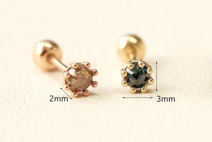 14K Gold 25mm Rough Diamond Cartilage Earring 20G18G MinimalBijoux Earrings