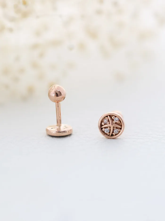 14K Gold Black Round Cartilage Earring 18G16G MinimalBijoux Earrings