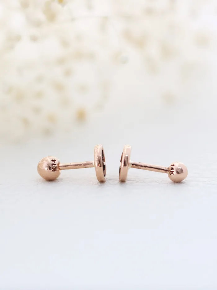 14K Gold Black Round Cartilage Earring 18G16G MinimalBijoux Earrings