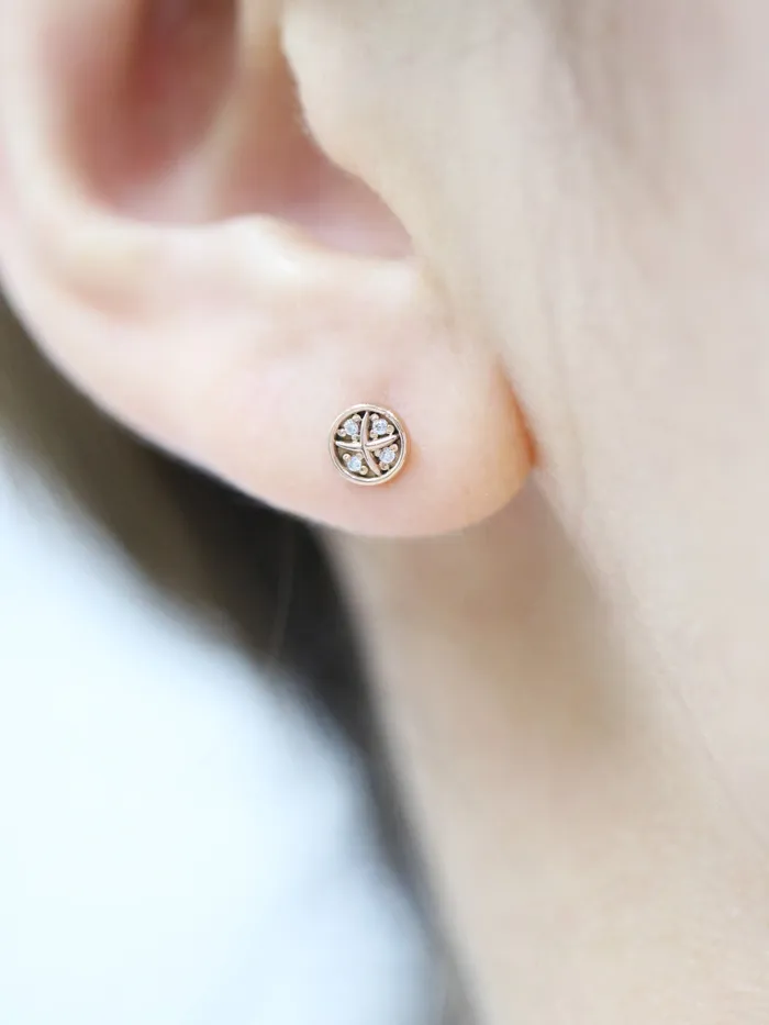 14K Gold Black Round Cartilage Earring 18G16G MinimalBijoux Earrings