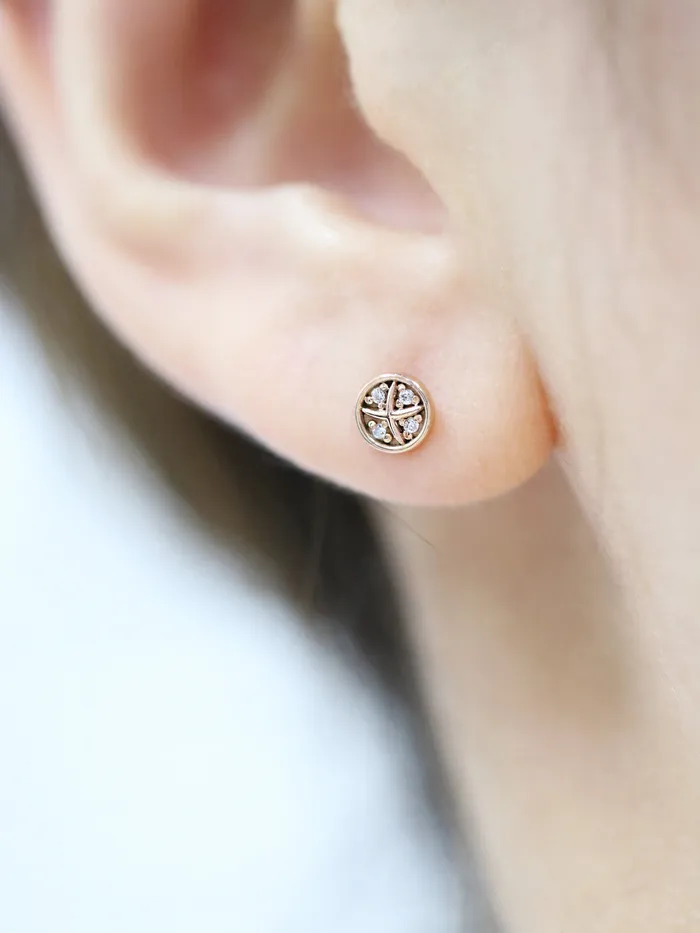 14K Gold Black Round Cartilage Earring 18G16G MinimalBijoux Earrings