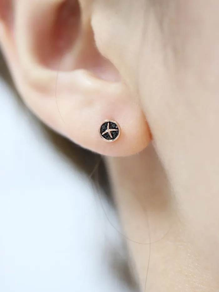 14K Gold Black Round Cartilage Earring 18G16G MinimalBijoux Earrings