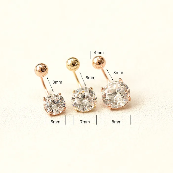14K Gold Cubic Belly Button Earring 20G MinimalBijoux Earrings