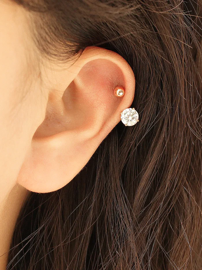 14K Gold Cubic Belly Button Earring 20G MinimalBijoux Earrings