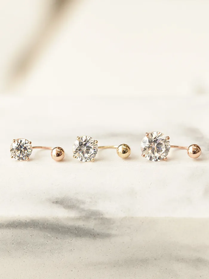 14K Gold Cubic Belly Button Earring 20G MinimalBijoux Earrings