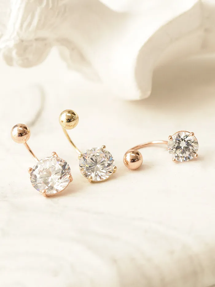 14K Gold Cubic Belly Button Earring 20G MinimalBijoux Earrings
