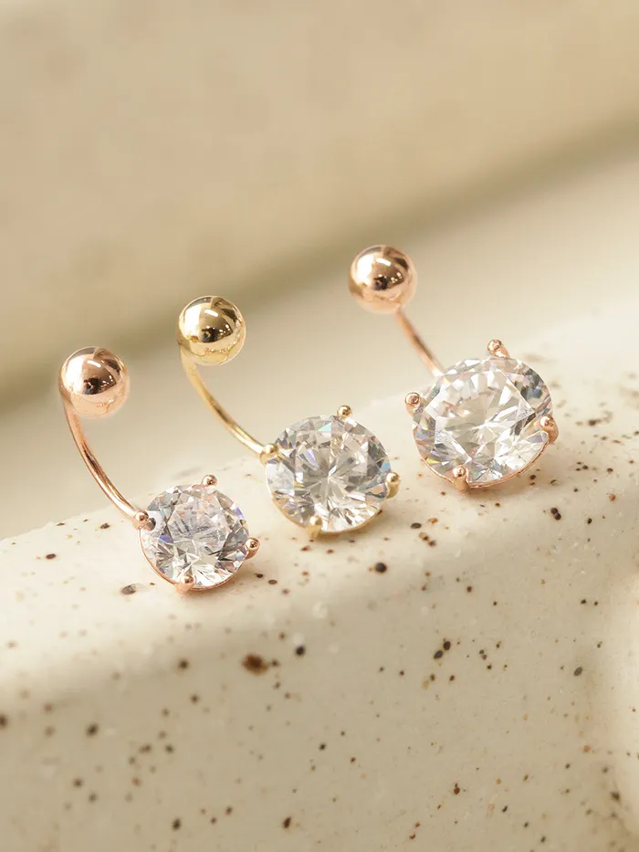 14K Gold Cubic Belly Button Earring 20G MinimalBijoux Earrings