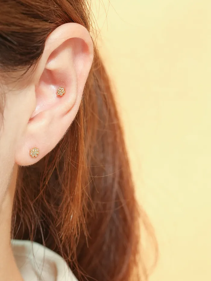 14K Gold Dandelion Cartilage Earring 20G MinimalBijoux Earrings