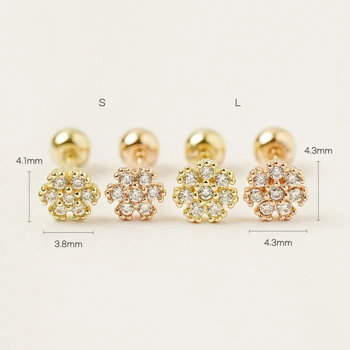 14K Gold Dandelion Cartilage Earring 20G MinimalBijoux Earrings