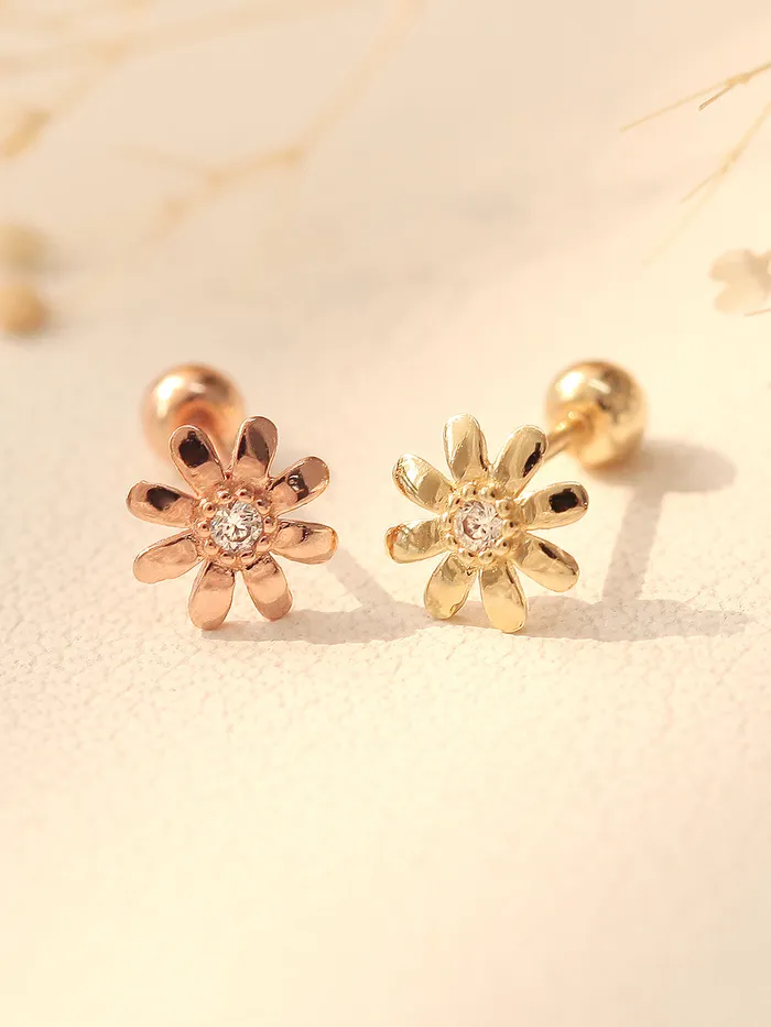 14K gold Marguerite Cubic cartilage earring 20g MinimalBijoux Earrings
