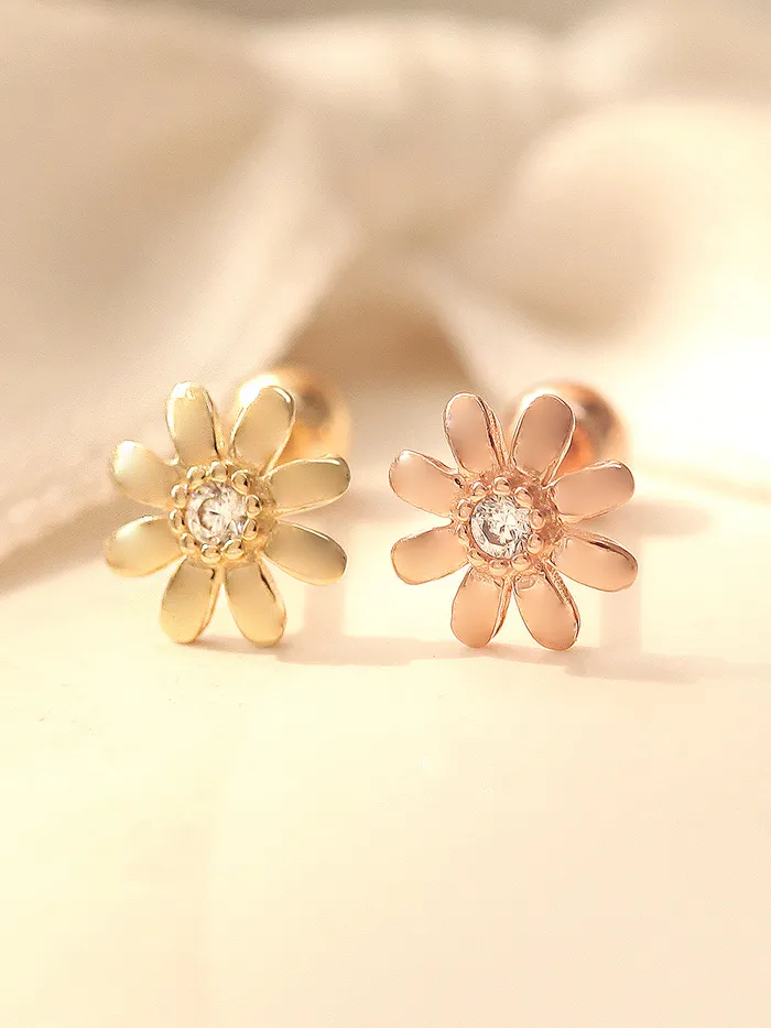14K gold Marguerite Cubic cartilage earring 20g MinimalBijoux Earrings