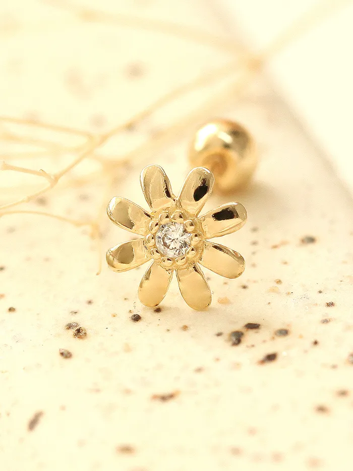 14K gold Marguerite Cubic cartilage earring 20g MinimalBijoux Earrings