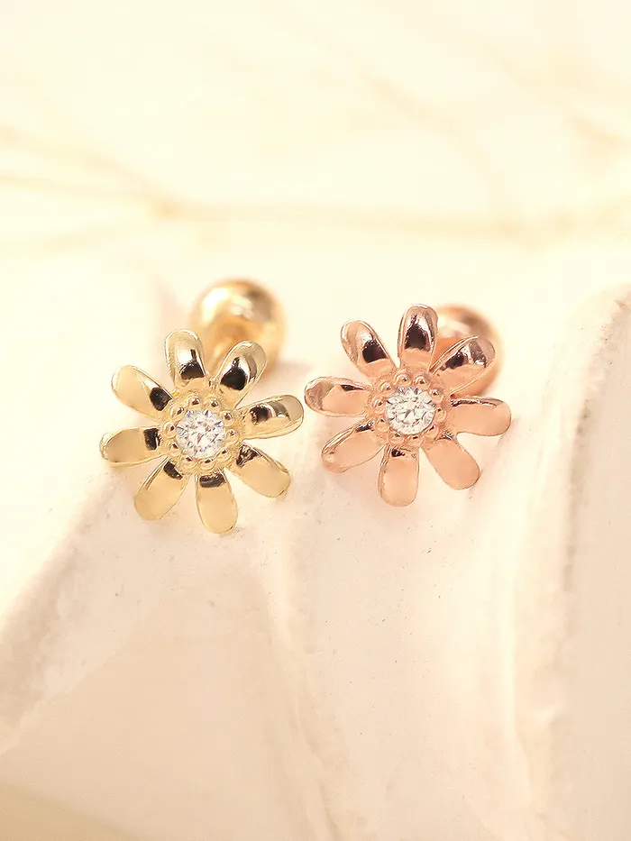 14K gold Marguerite Cubic cartilage earring 20g MinimalBijoux Earrings