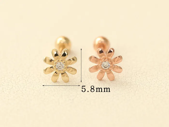 14K gold Marguerite Cubic cartilage earring 20g MinimalBijoux Earrings