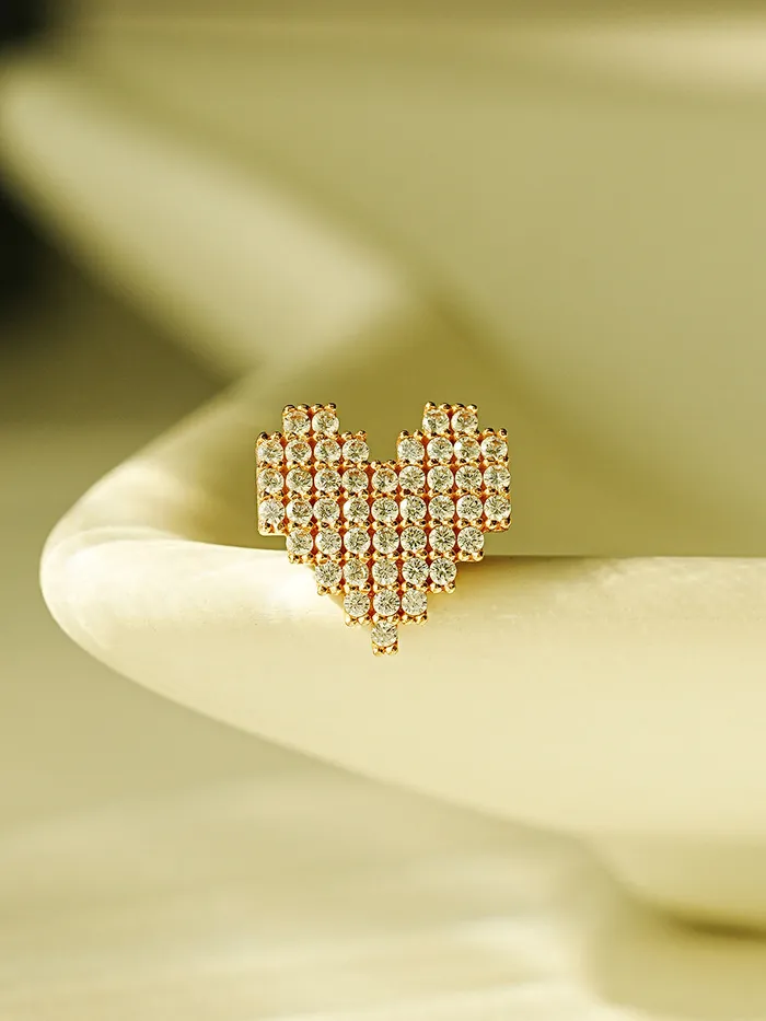 14K Gold Pixel Heart Cartilage Earring 18G16G MinimalBijoux Earrings