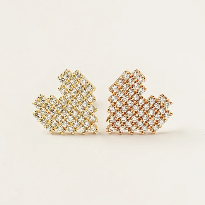 14K Gold Pixel Heart Cartilage Earring 18G16G MinimalBijoux Earrings