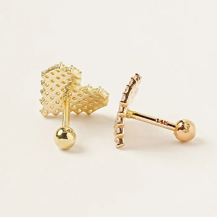 14K Gold Pixel Heart Cartilage Earring 18G16G MinimalBijoux Earrings