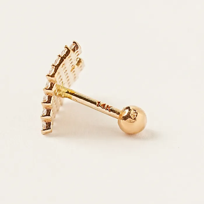 14K Gold Pixel Heart Cartilage Earring 18G16G MinimalBijoux Earrings