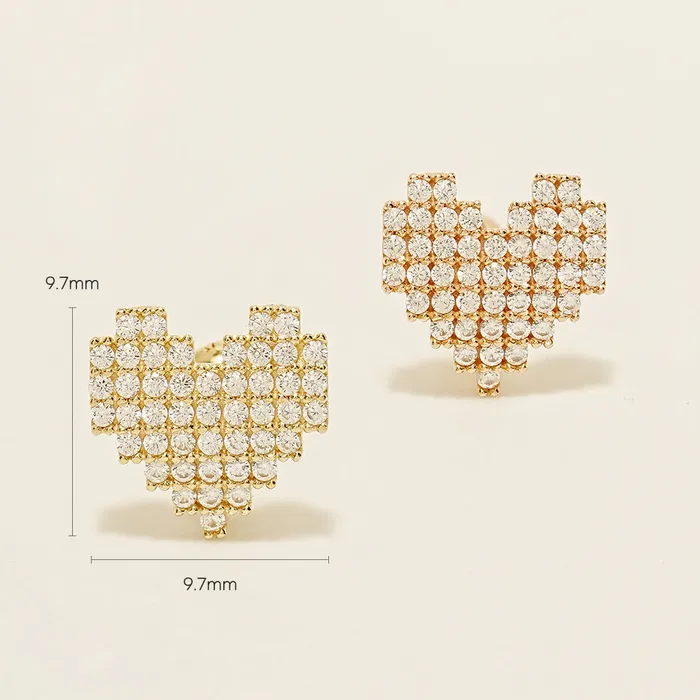 14K Gold Pixel Heart Cartilage Earring 18G16G MinimalBijoux Earrings