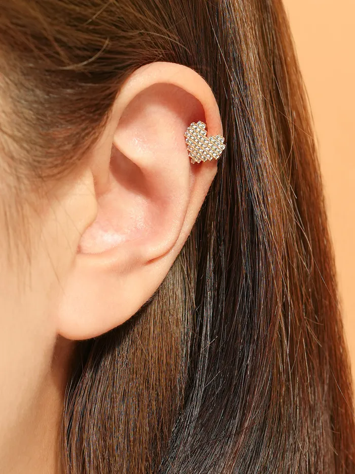 14K Gold Pixel Heart Cartilage Earring 18G16G MinimalBijoux Earrings