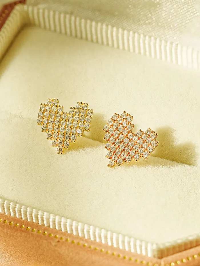 14K Gold Pixel Heart Cartilage Earring 18G16G MinimalBijoux Earrings
